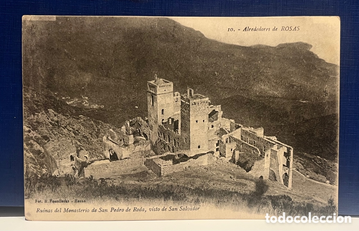 Postais: POSTAL: ALREDEDORES DE ROSAS 10. RUINAS DEL MONASTERIO DE SAN PEDRO DE RODA, VISTO DE SAN SALVADOR