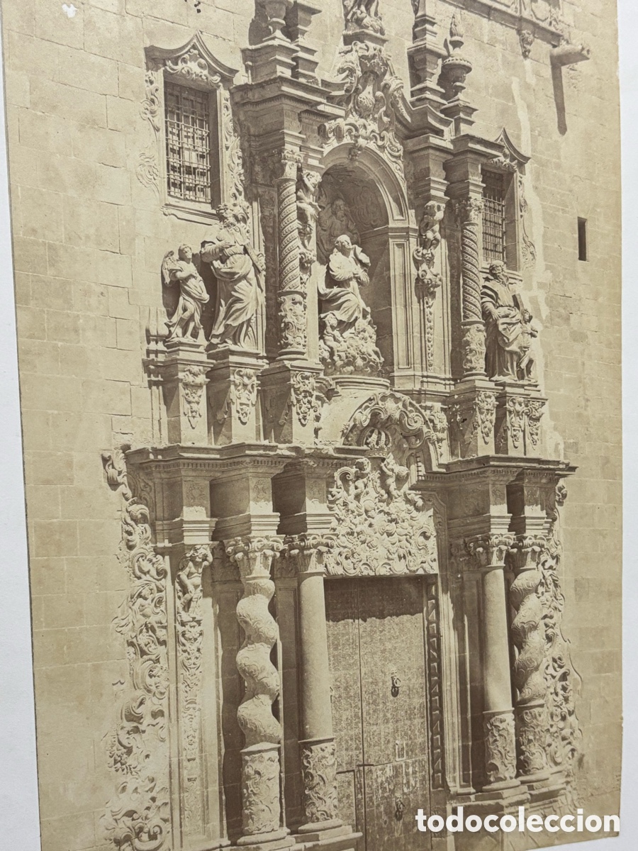 Postales: ALB&Uacute;MINA LAURENT 1858. PORTAL DE LA IGLESIA DE SANTA MAR&Iacute;A, ALICANTE 20,50X33 CM