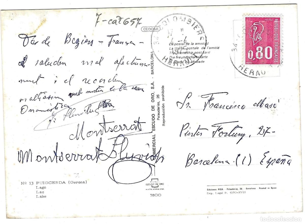 Postales: Postal Puigcerda. Gerona. Lago. ref. 7-cat657 - Foto 2