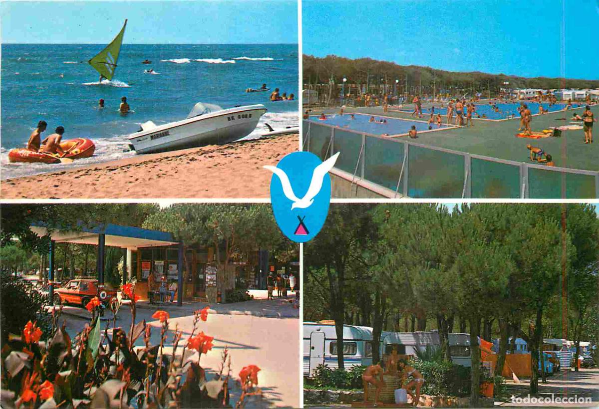 Cartoline: Espagne - Espana - Cataluna - Gava - Camping Albatros - Multivues - Automobiles - Piscine - CPM - Vo