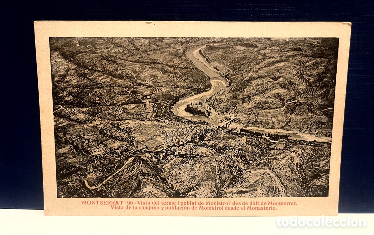 Postcards: POSTAL: MONTSERRAT - VISTA DEL TERME I POBLAT DE MONISTROL DES DE DALT DE MONTSERRAT. 90