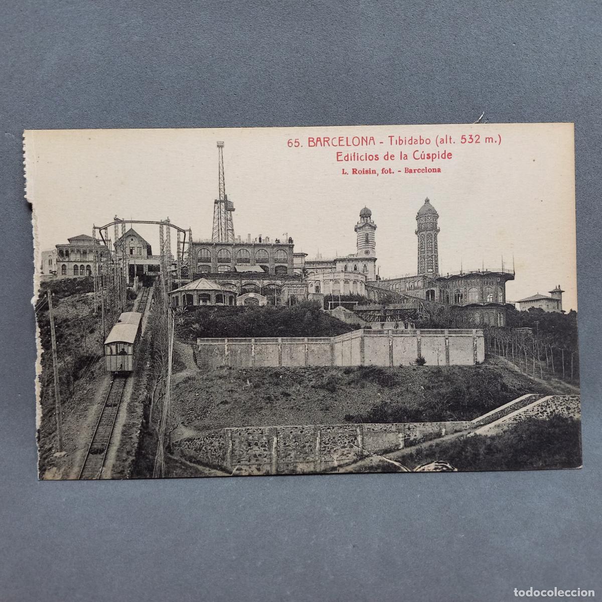 Postales: Barcelona. 65 Tibidabo (alt. 532 m.) Edificios de la C&uacute;spide. Lucien Roisin - Foto 1