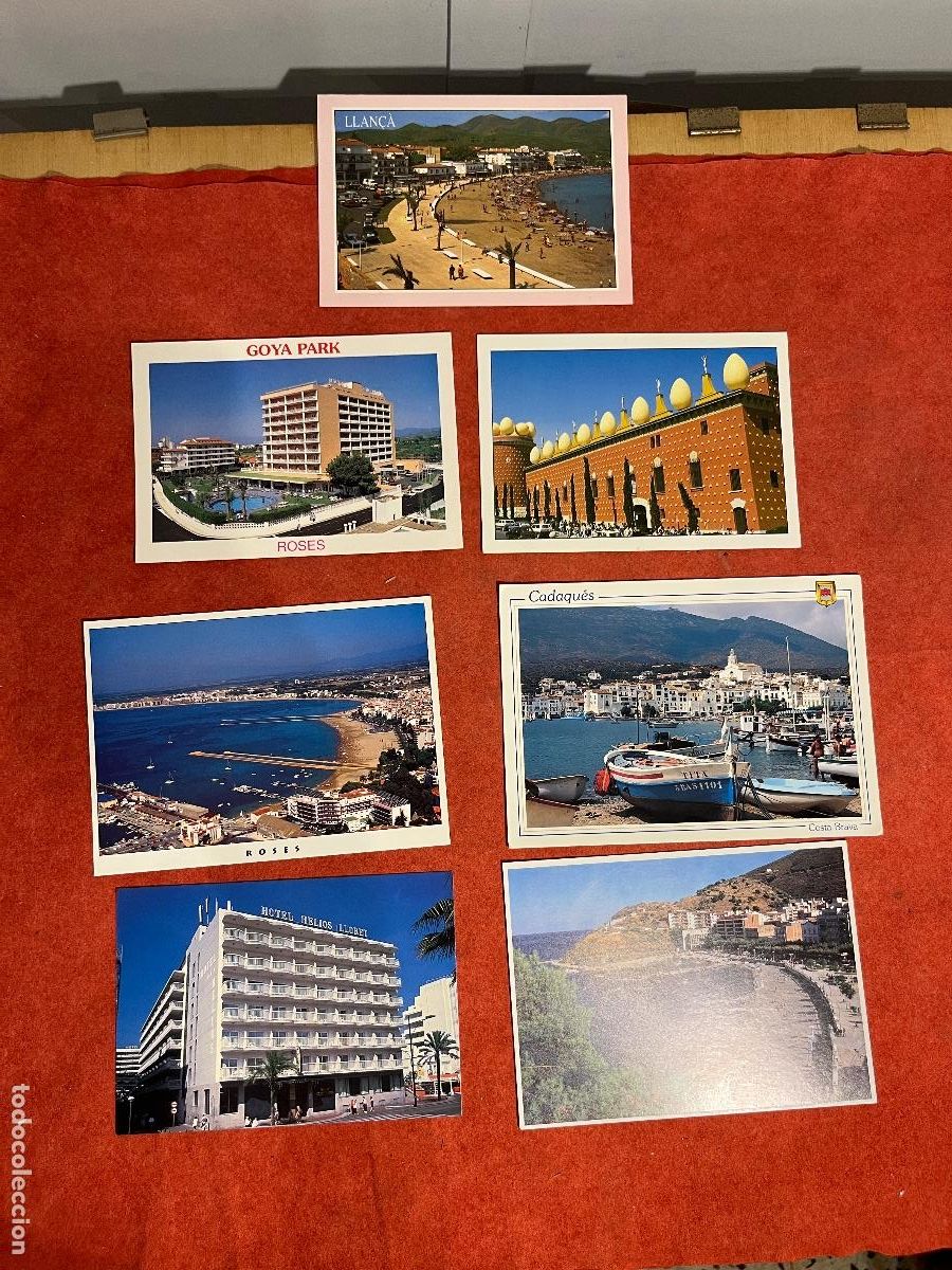 Postales: Lote 7 postales antiguas Costa Brava &ndash; Llan&ccedil;&agrave;, Figueres, Cadaqu&eacute;s, Roses, Lloret, a&ntilde;os 70/80