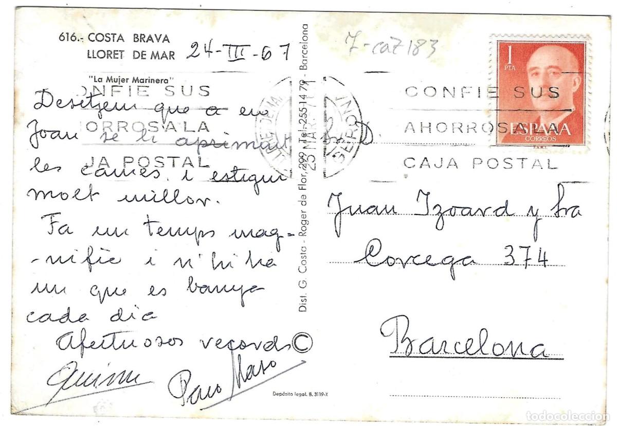 Postales: Postal Lloret de Mar. La Mujer marinera. ref. 7-cat183 - Foto 2