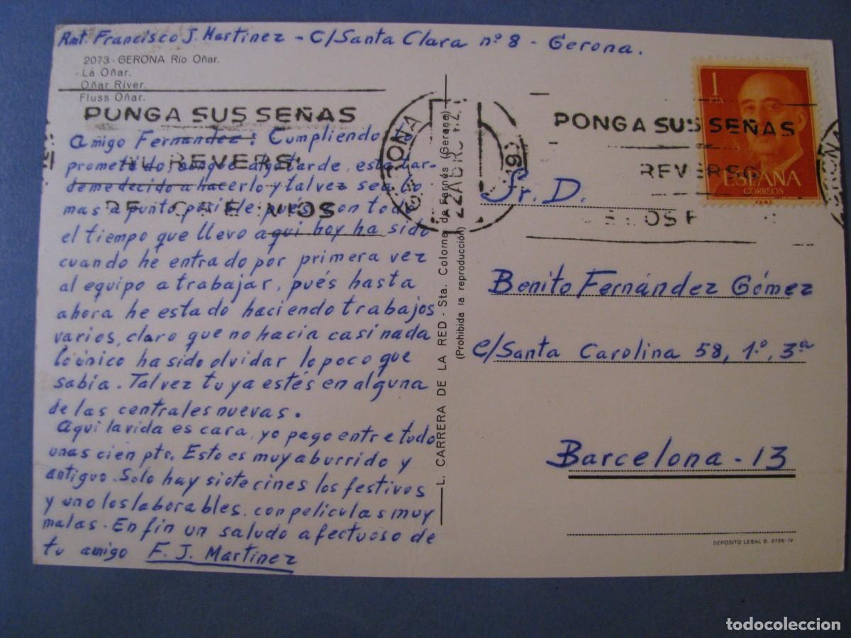 Postales: POSTAL DE GERONA. RIO O&Ntilde;AR. CIRCULADA - Foto 2