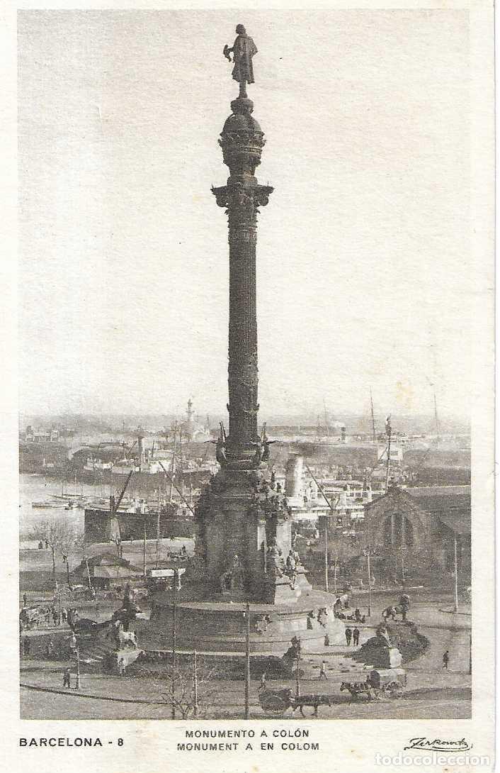 Postales: BARCELONA - 8. MONUMENT A COL&Oacute;N - ZERKOWITZ - 1925 - Foto 1