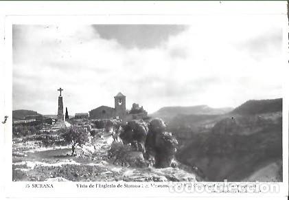Cartes Postales: ANTIGUA POSTAL 35 SIURANA VISTA DE ESGLESIA DE SIURANA I EL MONUMENT DEL VIII CENTENARI DE LA RECONQ