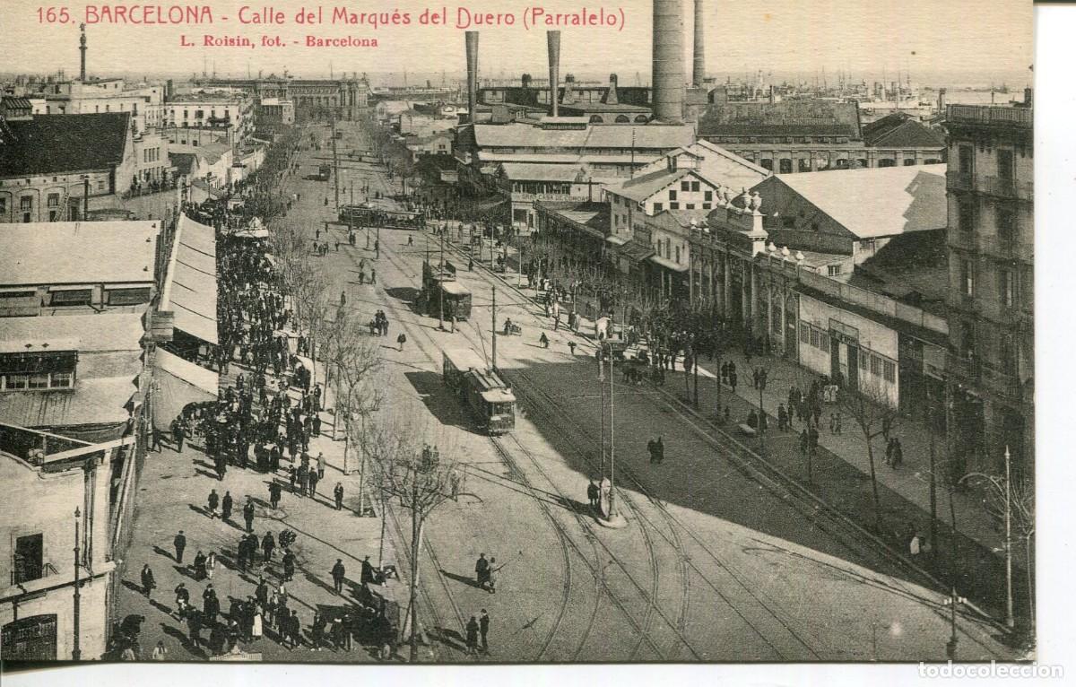 Postkarten: BARCELONA-PUEBLO NUEVO-PARALELO- MARQUES DEL DUERO-CIRCO ESPA&Ntilde;OL-TEATROS Y TRANVIAS-ROISIN 165
