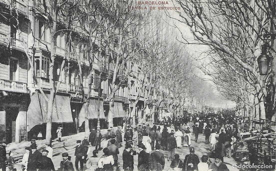Postales: BARCELONA - RAMBLA DE ESTUDIOS - UNION POSTAL UNIVERSAL - Foto 1