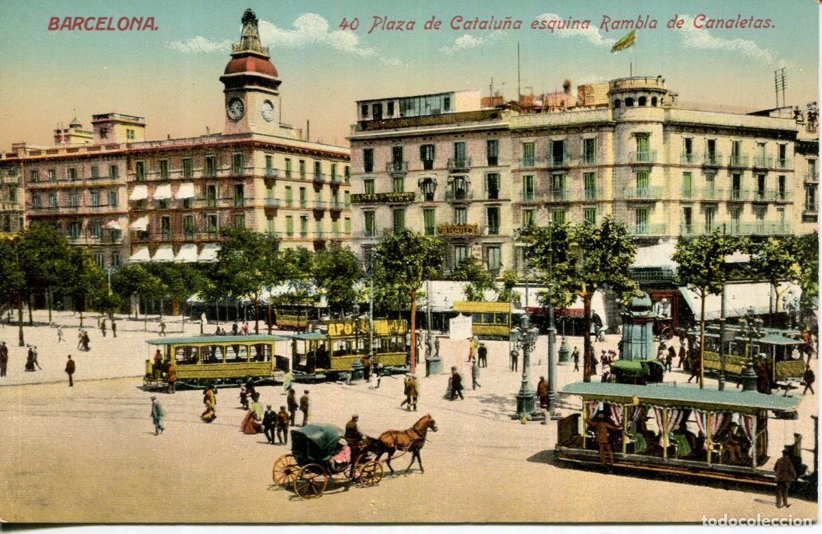 Postales: BARCELONA-PLAZA CATALU&Ntilde;A-RAMBLA CANALETAS-TRANVIA JARDINERA- J. VENINI