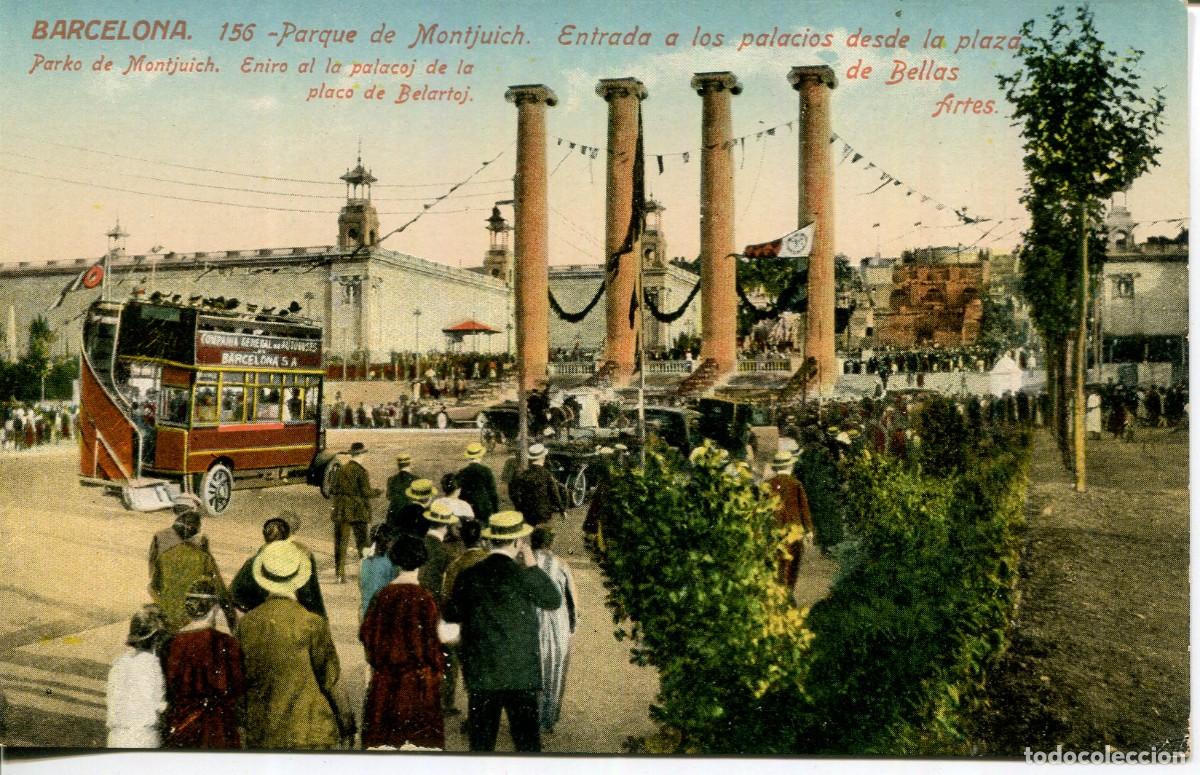 Postales: BARCELONA-ESPERANTO-COLUMNAS PUIG Y CADAFALCH-BUS 2 PISOS- PLAZA ESPA&Ntilde;A-A&Ntilde;O 1919-J. VENINI-156