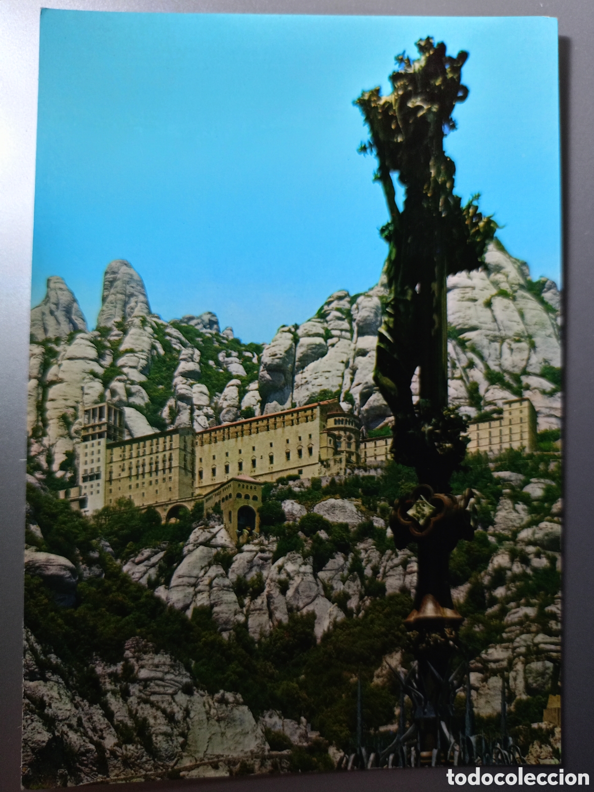 Cartoline: Montserrat vista del monasterio desde el camino de la cueva a&ntilde;os 70