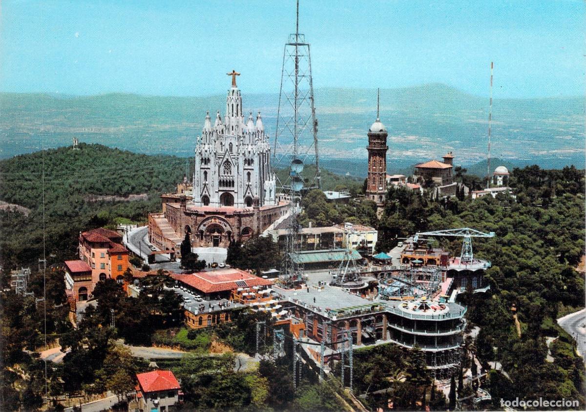 Postkarten: Postal Barcelona Vista A&eacute;rea del Tibidabo y Templo Sagrat Cor