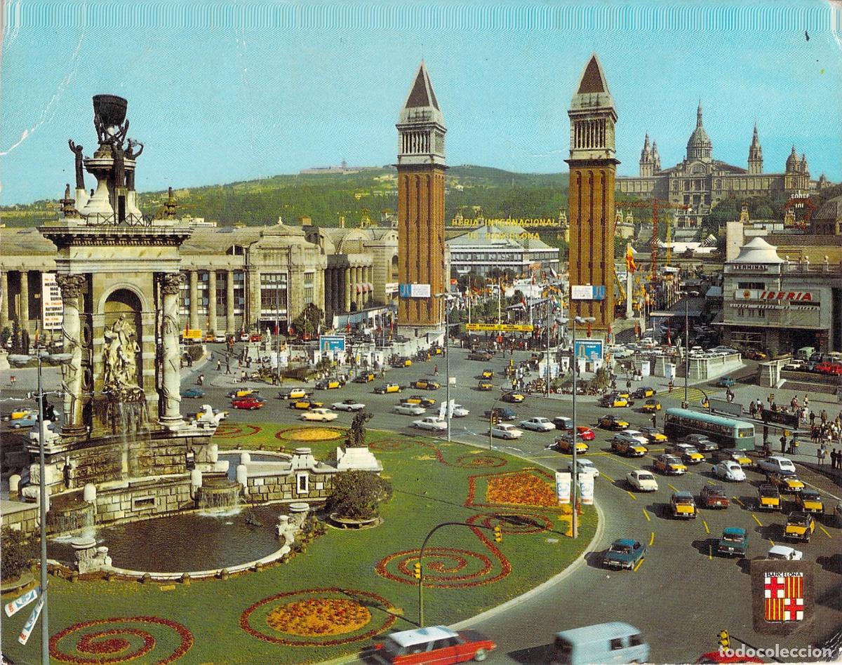 Postales: Postal Barcelona: Plaza de Espa&ntilde;a, Torres Venecianas y Palau Nacional, Espa&ntilde;a
