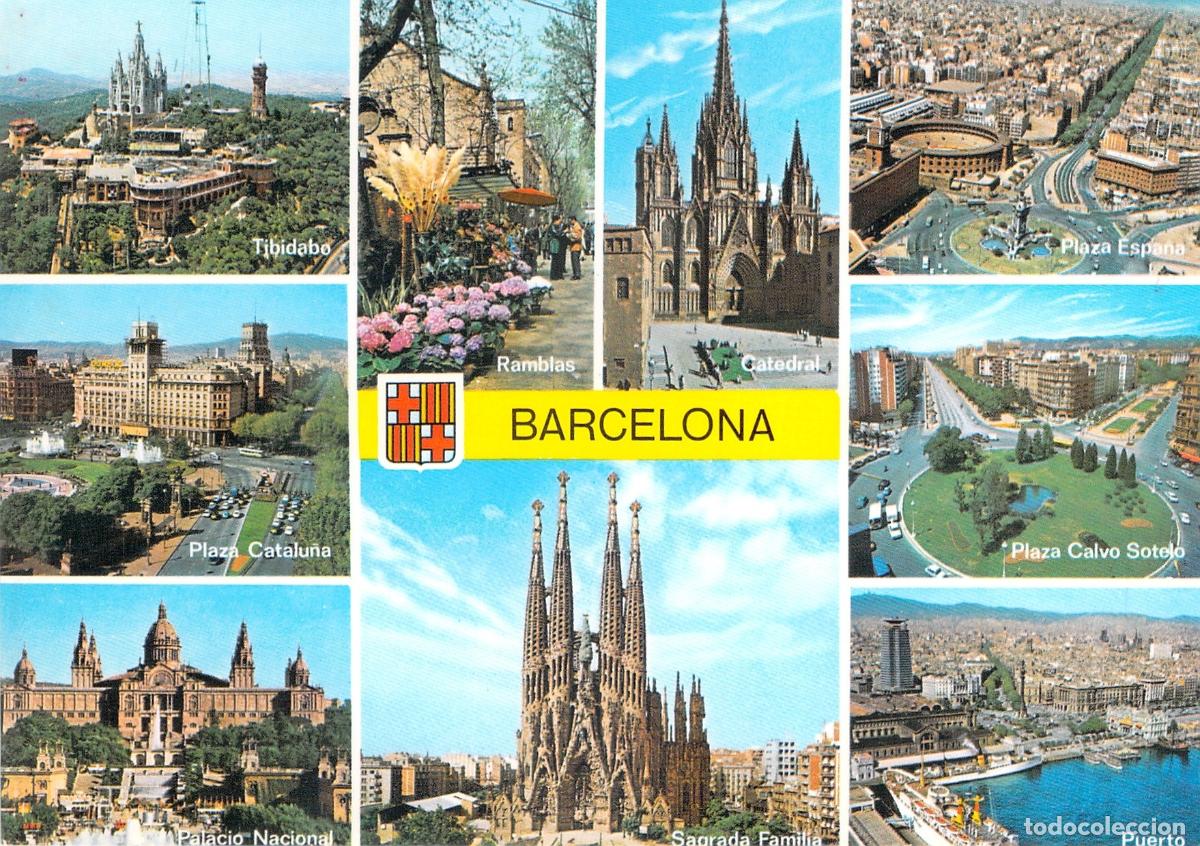 Postkarten: Postal Barcelona Varios Aspectos: Sagrada Familia, Tibidabo, Plaza Espa&ntilde;a