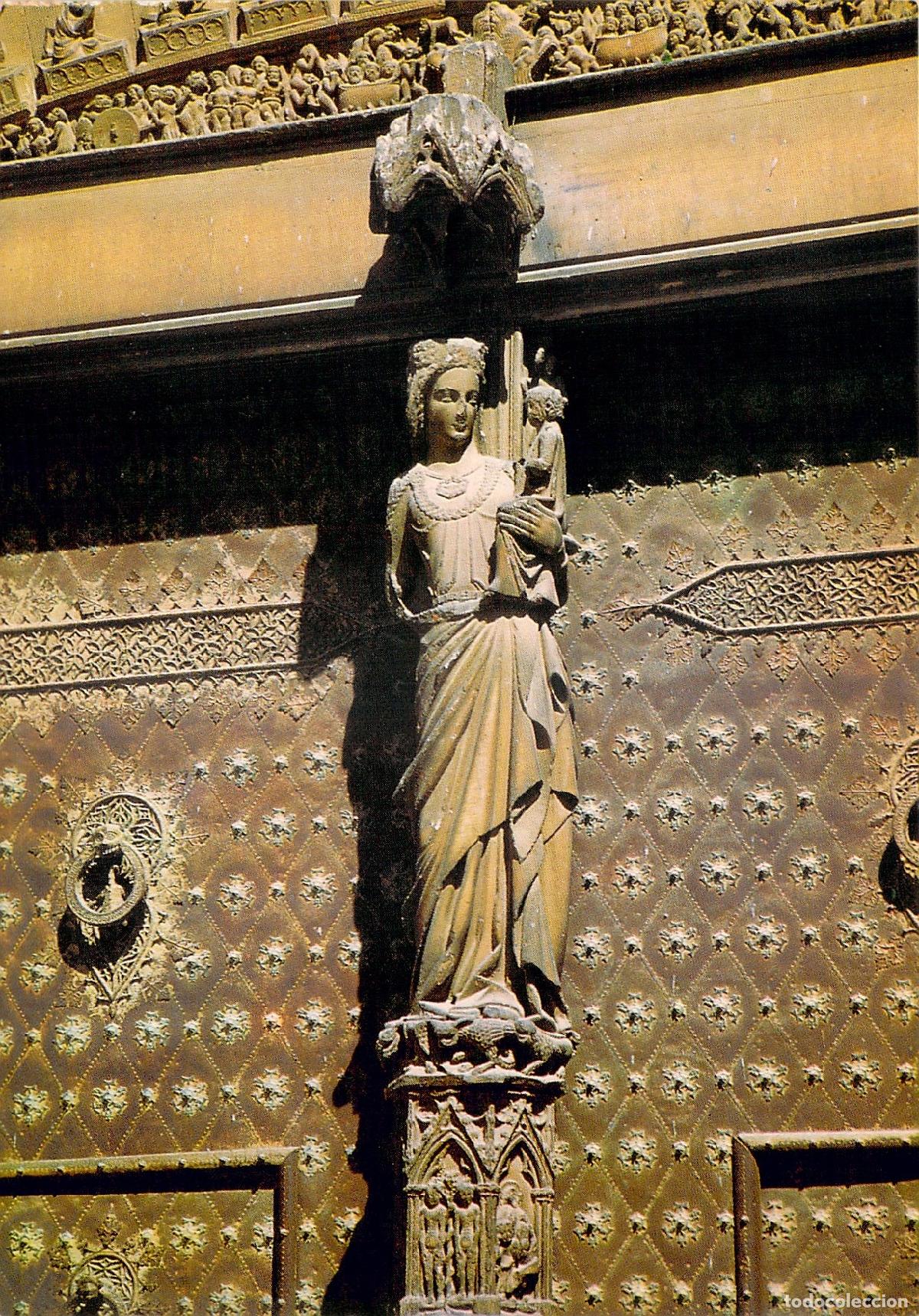 Cartes Postales: Postal Catedral de Tarragona, Puerta Principal, Escultura de la Virgen