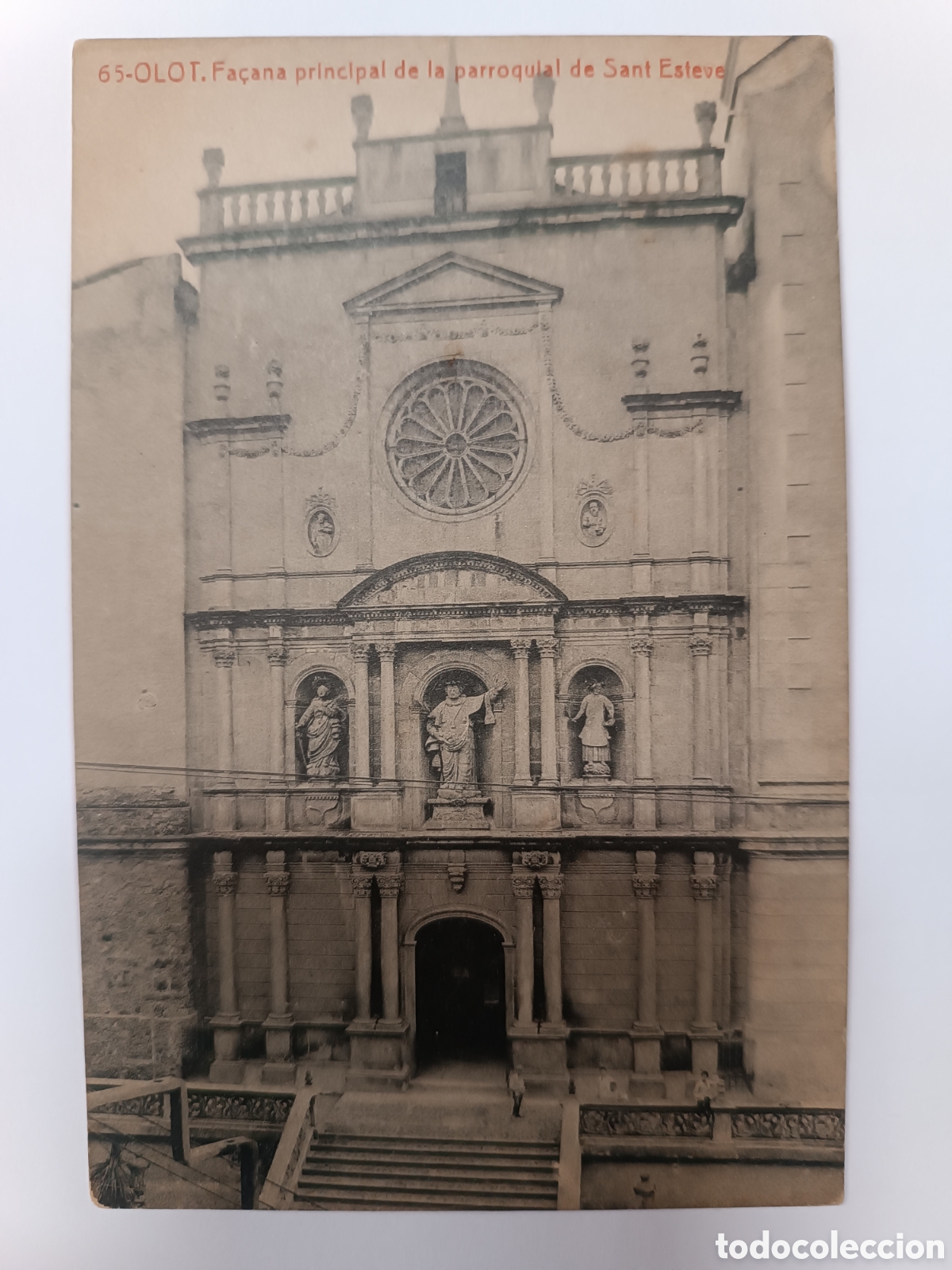 Postales: 65 OLOT. Fa&ccedil;ana principal de la parroquial de Sant Esteve