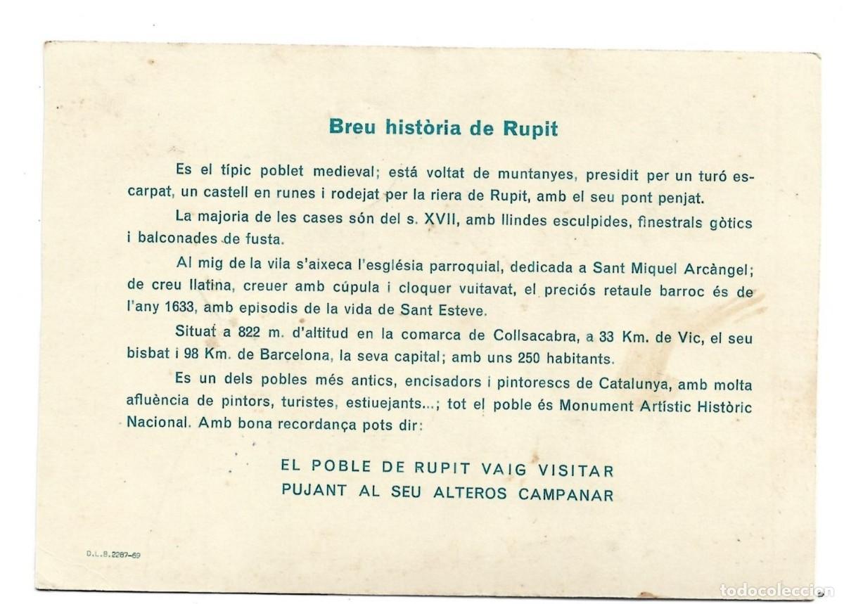 Postales: &rdquo; BREU HISTORIA DE RUPIT &rdquo;.- RUPIT / BARCELONA - Foto 2