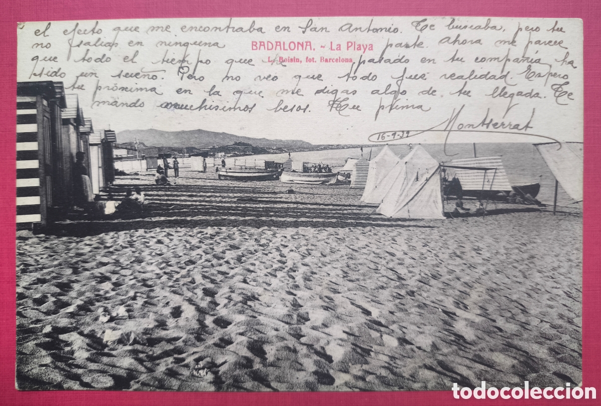 Postales: BADALONA PLATJA CENSURA MILITAR ANTIGUA POSTAL FOTOTIPIA BARCELONA 1939