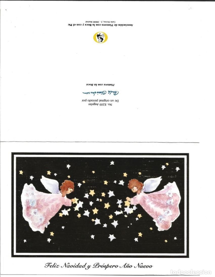Cartoline: &rdquo; ANGELES &rdquo;.- FELICITACION NAVIDE&Ntilde;A.- ORIGINAL PINTADO CON LA BOCA