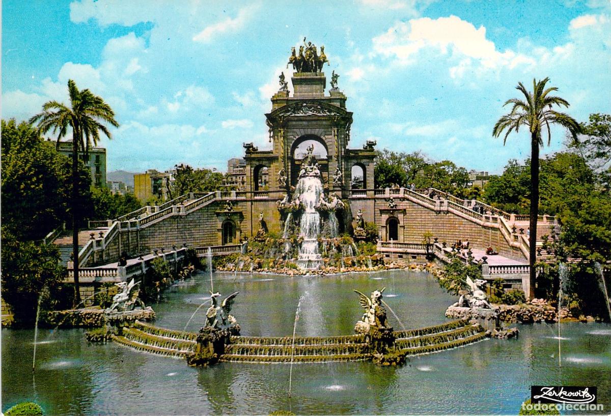 Cartoline: Postal Cascada Monumental Parque de la Ciudadela Barcelona Fuente Jardines