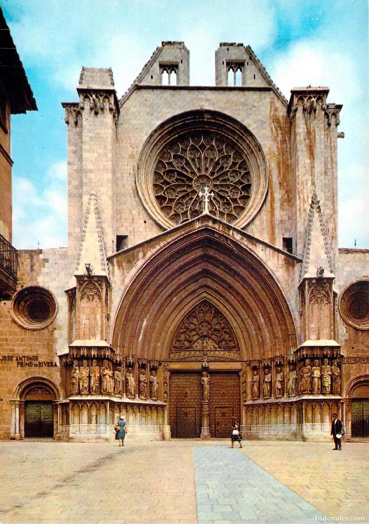 Cartes Postales: Postal Tarragona Fachada de la Catedral G&oacute;tica Roset&oacute;n Arquitectura Espa&ntilde;a