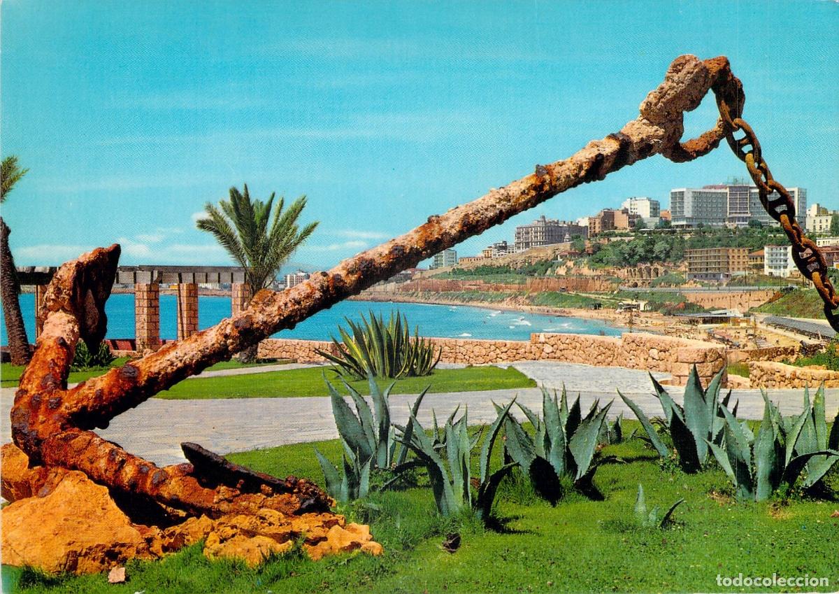 Postales: Postal Playa del Milagro Tarragona, Monumento Ancla R&uacute;stica, Costa Dorada