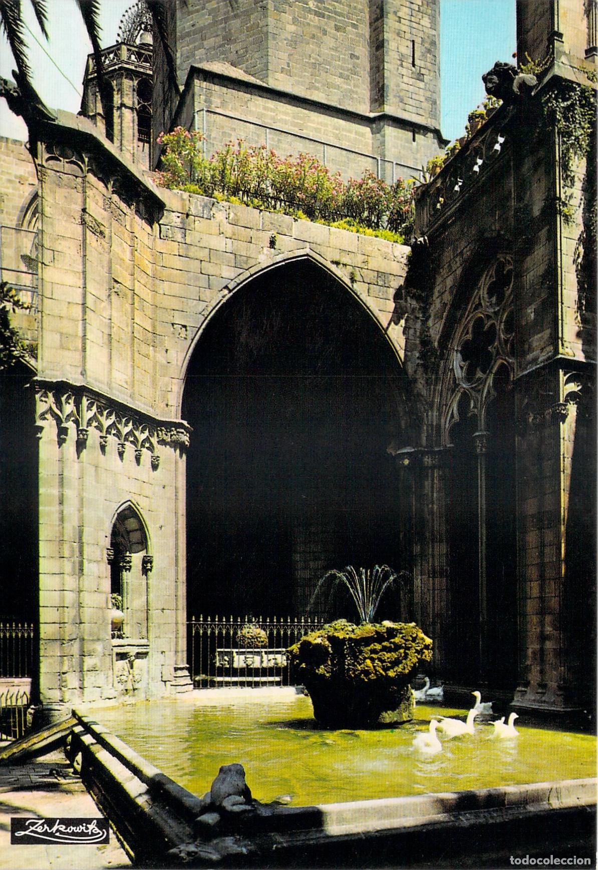 Postales: Postal Barcelona. Claustro de la Catedral G&oacute;tica con Ocas. Fotograf&iacute;a Zerkowitz.