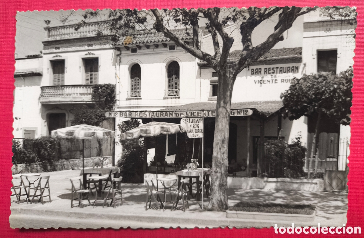 Postkarten: VILASSAR DE MAR BAR RESTAURANTE VICENTE ROIG POSTAL FOTOGR&Aacute;FICA GU&Uuml;ELL C. 1955