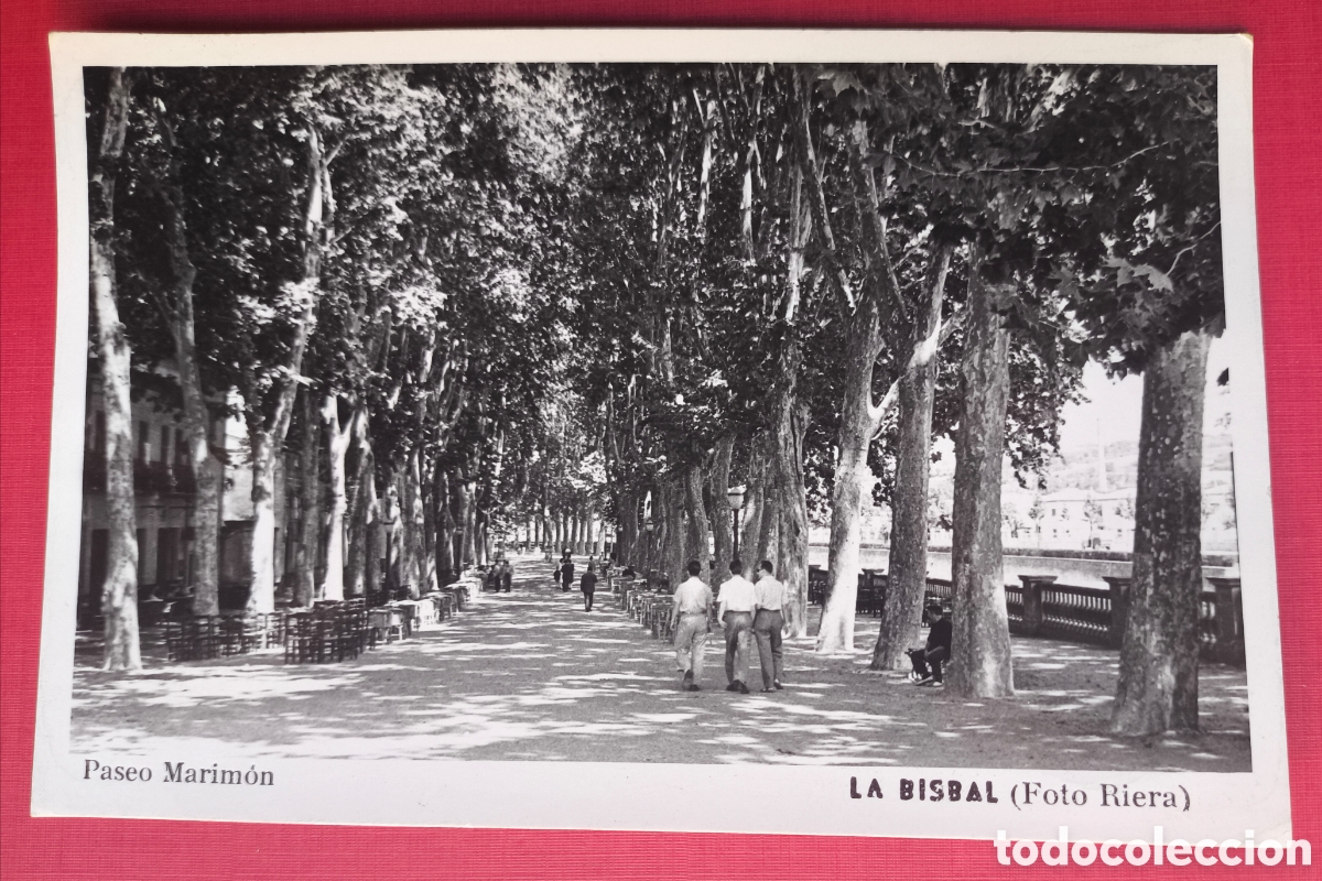 Postales: LA BISBAL D'EMPORD&Agrave; PASSEIG MARIMON POSTAL FOTOGR&Aacute;FICA FOT&Oacute;GRAFO RIERA GIRONA C. 1955