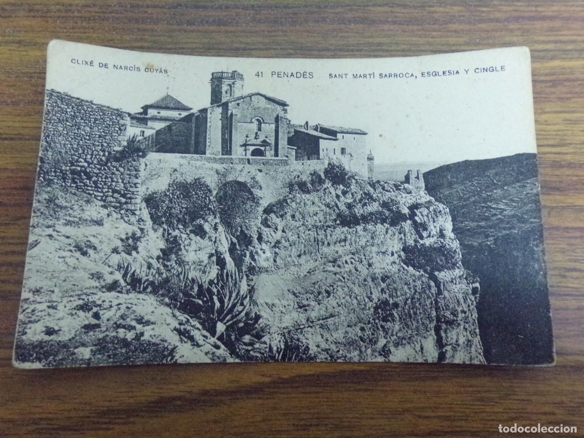 Postcards: antigua postal de penades. sant marti sarroca, esglesia y cingle. clix&eacute; de narcis cuyas.