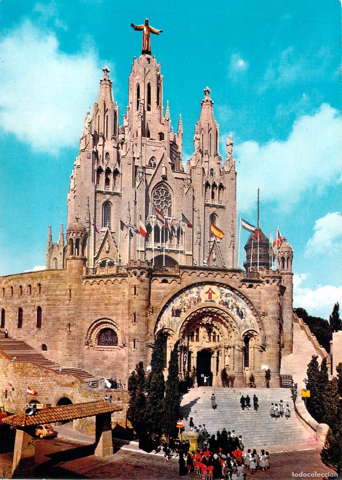 Postales: Postal Color Barcelona Tibidabo, Templo Expiatorio del Sagrado Coraz&oacute;n, Catalu&ntilde;a