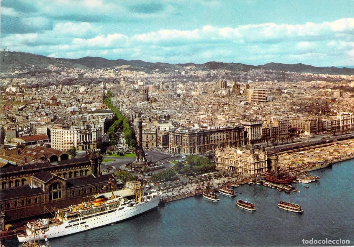Cartes Postales: Postal Barcelona Panor&aacute;mica de la Ciudad y el Puerto desde el Mar