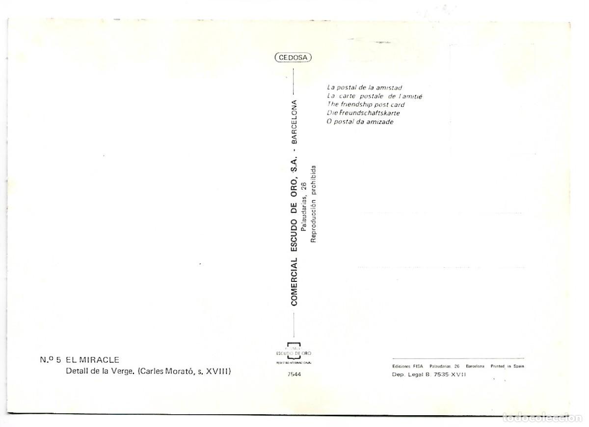 Postales: DETALL DE LA VERGE.- EL MIRACLE - Foto 2