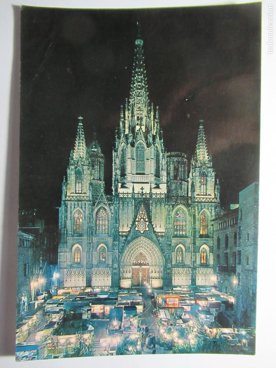 Postales: Barcelona - Catedral de noche - Foto 1