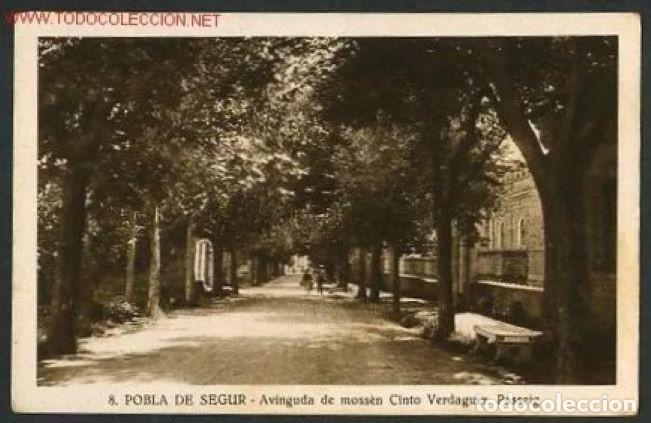 Postkarten: La Pobla de Segur. *Avinguda de Mossen Cinto Verdaguer. Passeig* Ed. Silvi Gordo n&ordm; 8. Nueva.