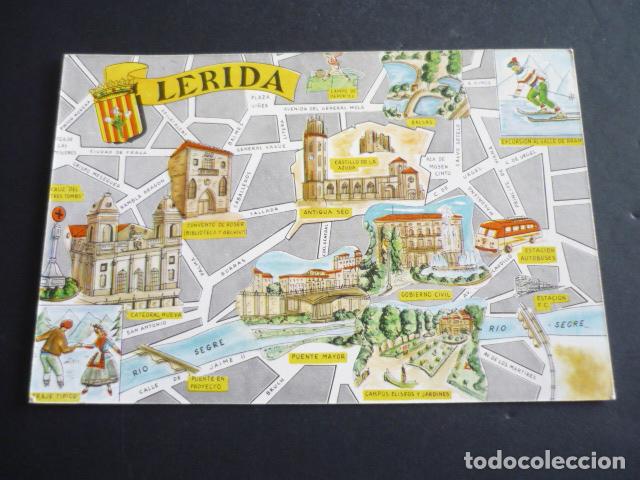 Postales: LERIDA PLANO CIUDAD POSTAL - Foto 1