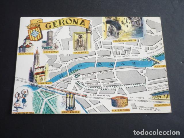 Postales: GERONA PLANO CIUDAD POSTAL - Foto 1