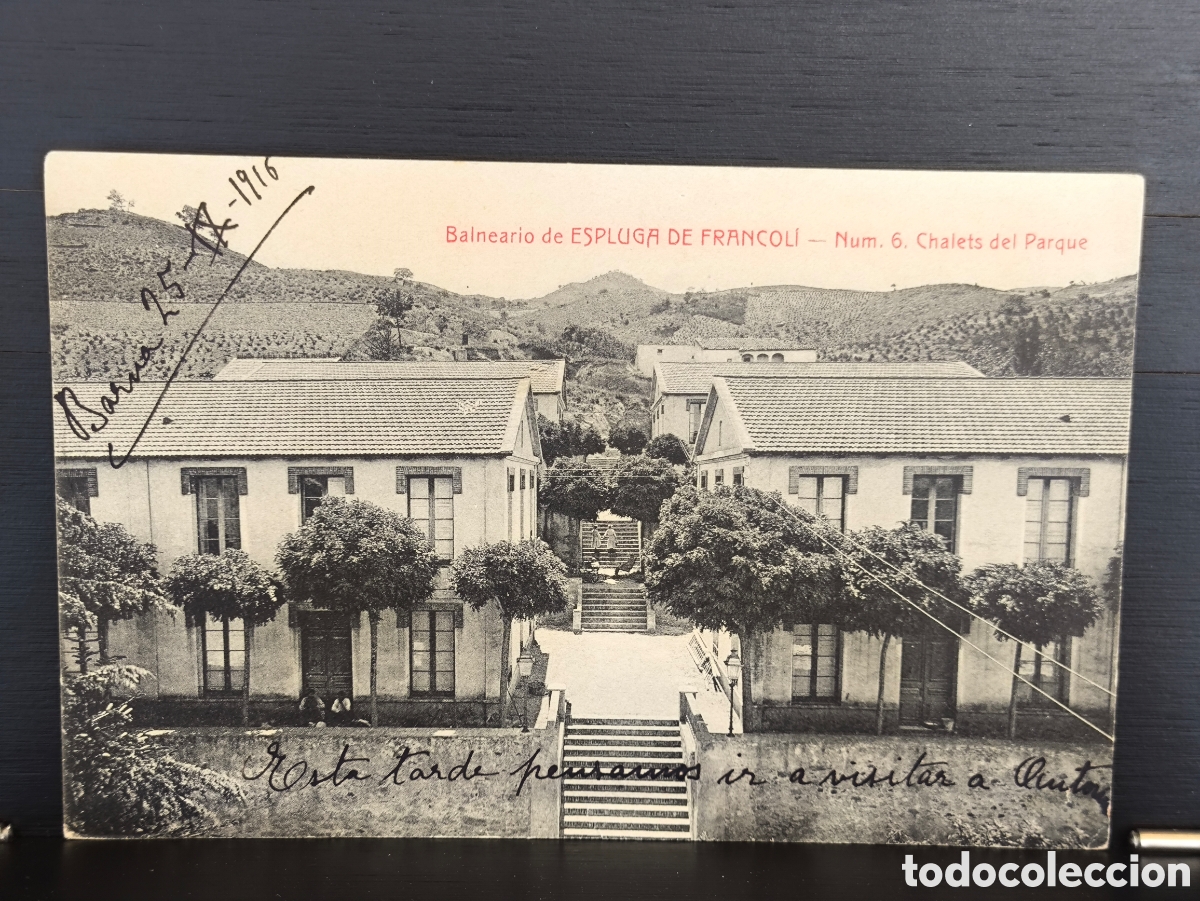 Postales: Balneario de Espluga de Francol&iacute; Chalets del Parque Ed. &Aacute;ngel Toldr&aacute; Viazo n&uacute;m 6 Tarragona 1916