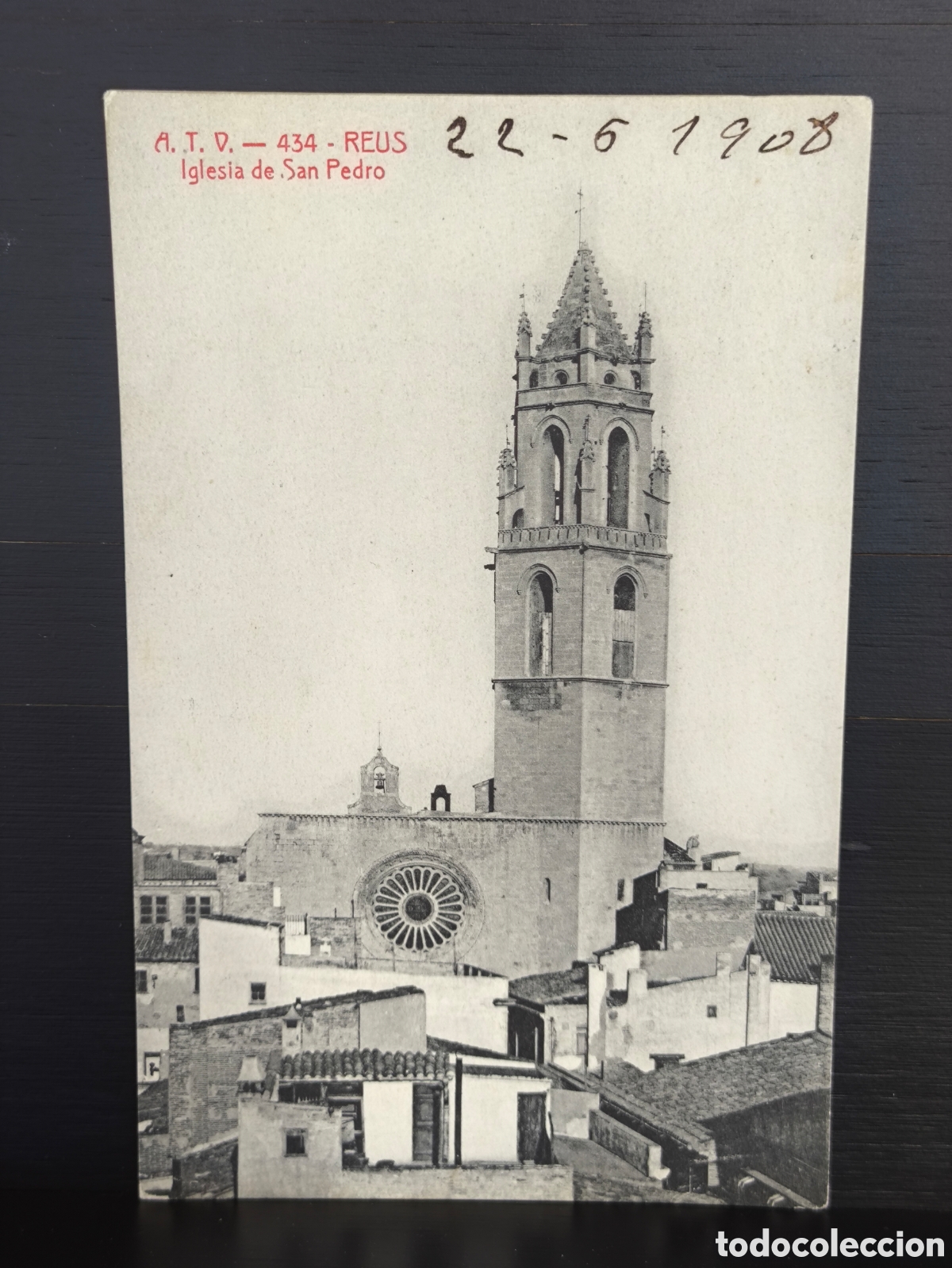 Postales: Antigua postal Reus Iglesia de San Pedro Ed. &Aacute;ngel Toldr&aacute; Viazo n&uacute;m 434 Tarragona 1908