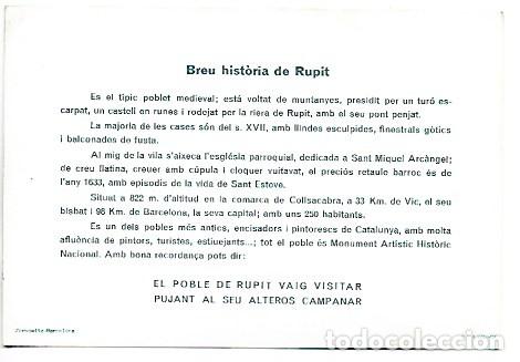 Postales: BREU HISTORIA DE RUPIT.- RUPIT - BARCELONA - Foto 2