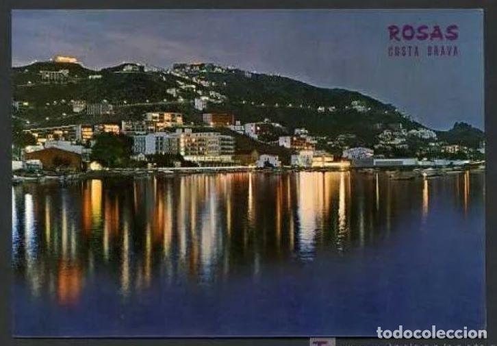 Postkarten: Roses. *Vision nocturna con Puig Rom*  Edc. Foto Catal&aacute;n Ibarz n&ordm; 1186.  Nueva
