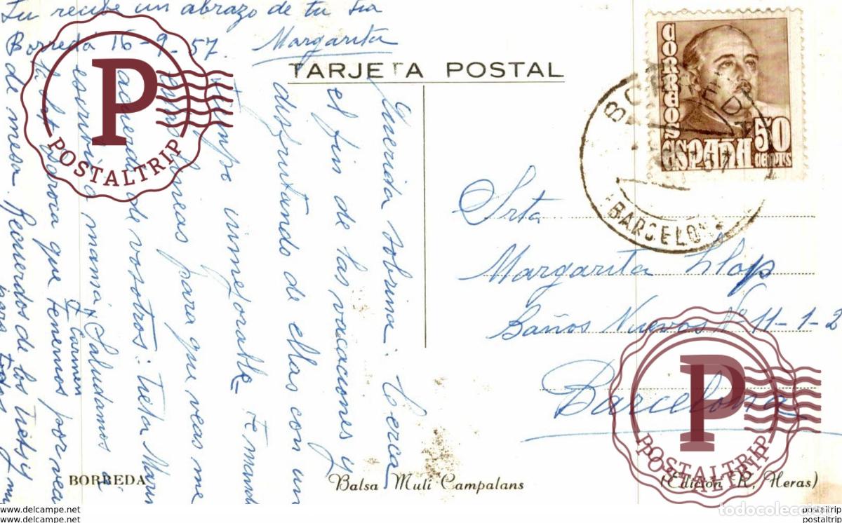 Postales: BORRED&Aacute; BARCELONA.- BALSA MUL&Iacute; CAMPALANS - Foto 2