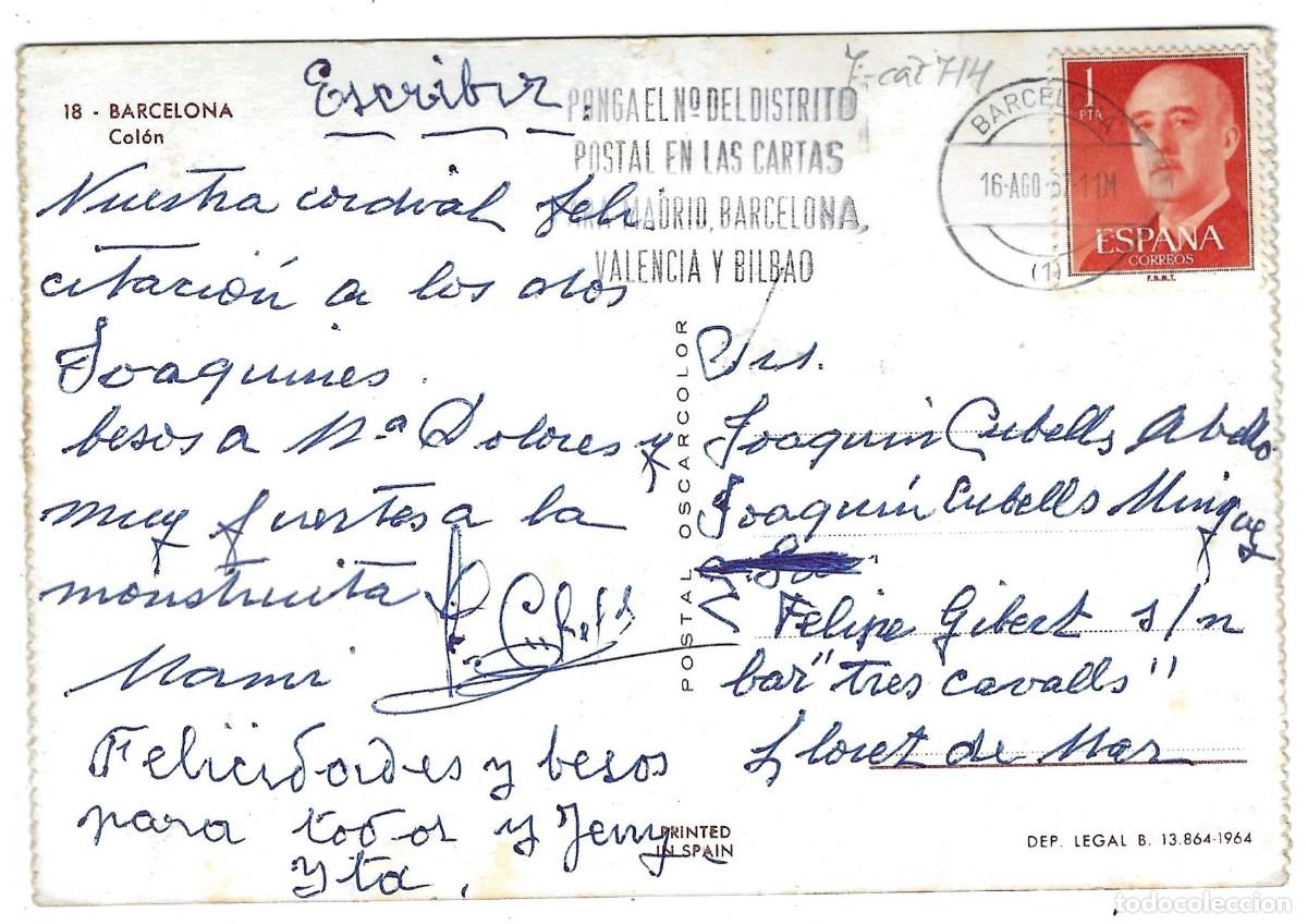 Postales: Postal Barcelona. Colon. ref. 7-cat714 - Foto 2