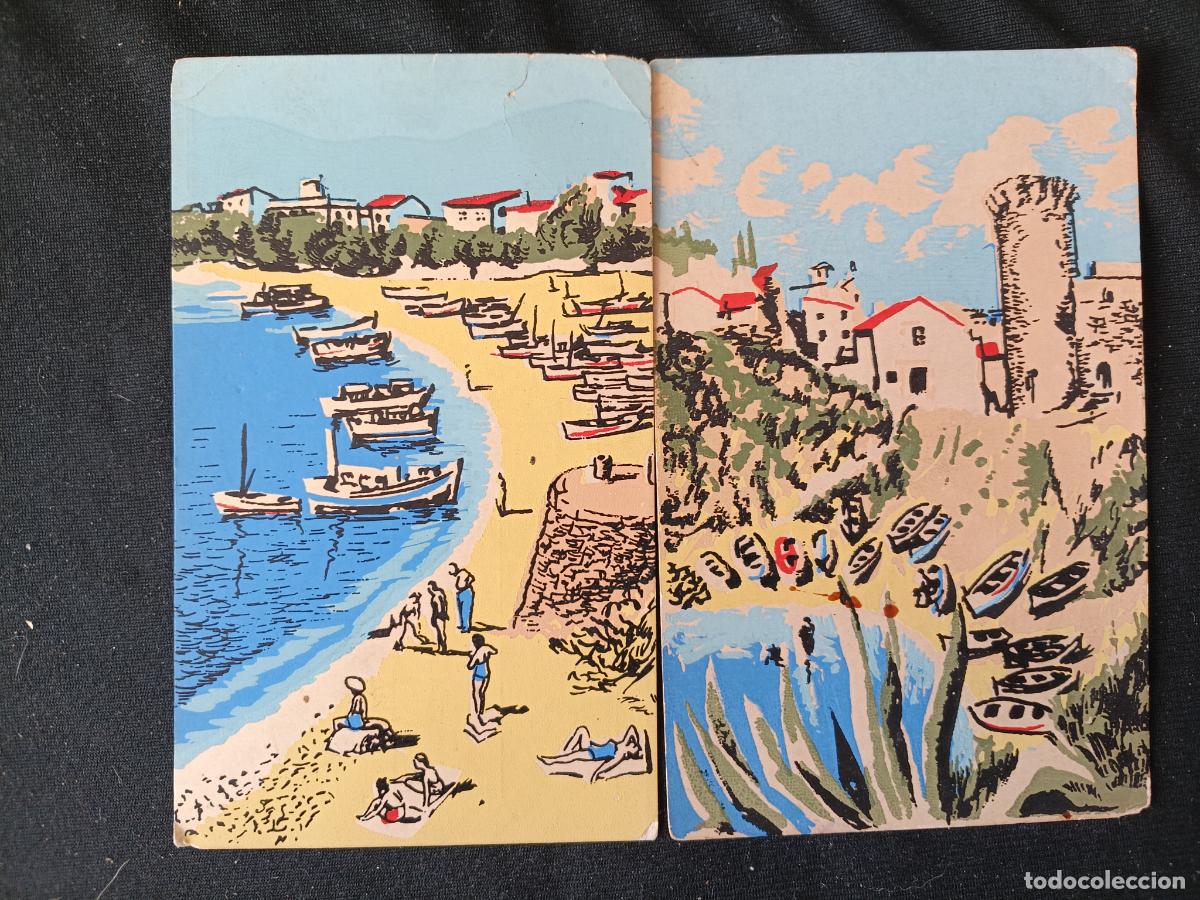 Postales: Tossa y Lloret de Mar: 2 postales ilustradas - Foto 1