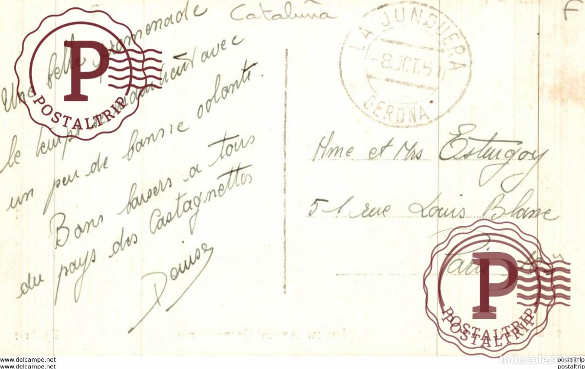 Postales: LA JUNQUERA , GERONA , LIMITES AVD GENERALISIMO - Foto 2