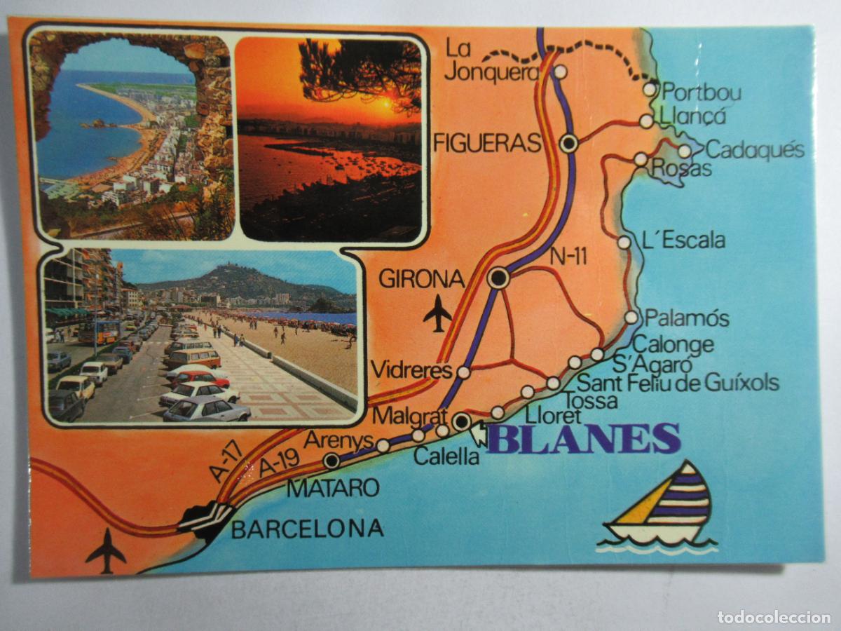 Postales: Blanes (Girona) - Mapa - S/C - Foto 1