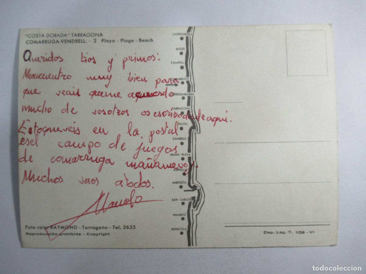 Postales: Comarruga - Vendrell (Tarragona) - Playa - Escrita - Foto 2