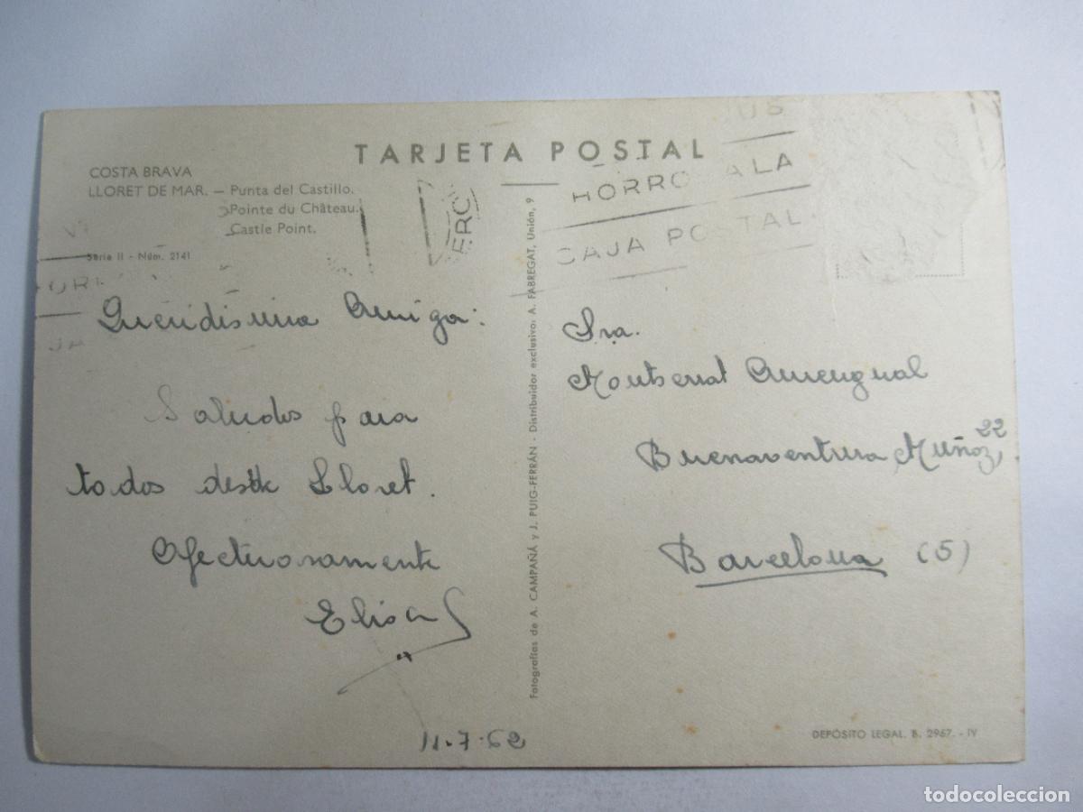 Postales: Lloret de Mar - Punta del Castillo - Escrita - Foto 2