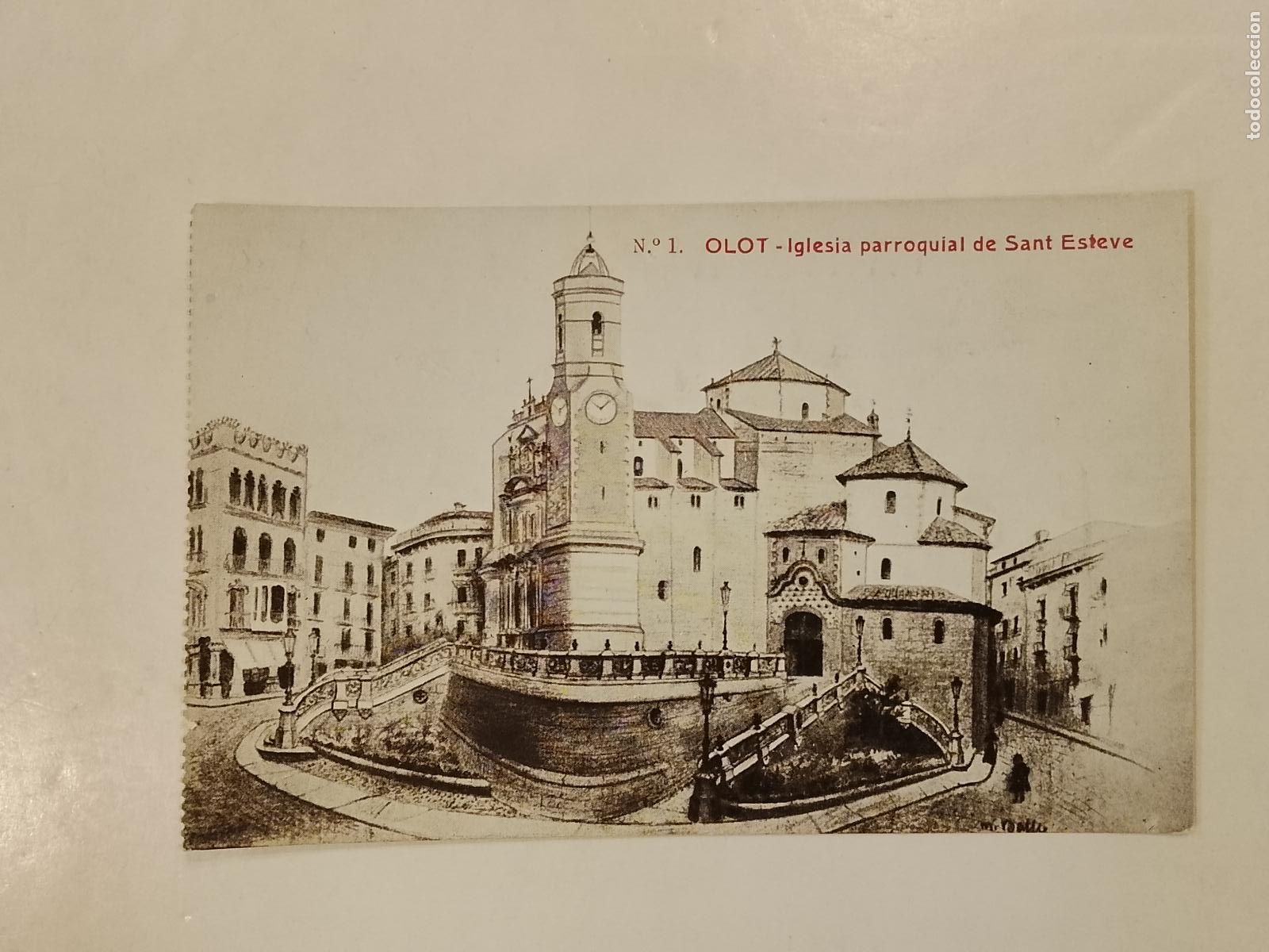 Postales: OLOT - IGLESIA PARROQUIAL DE SANT ESTEVE -POSTAL ANTIGUA-(115.268)